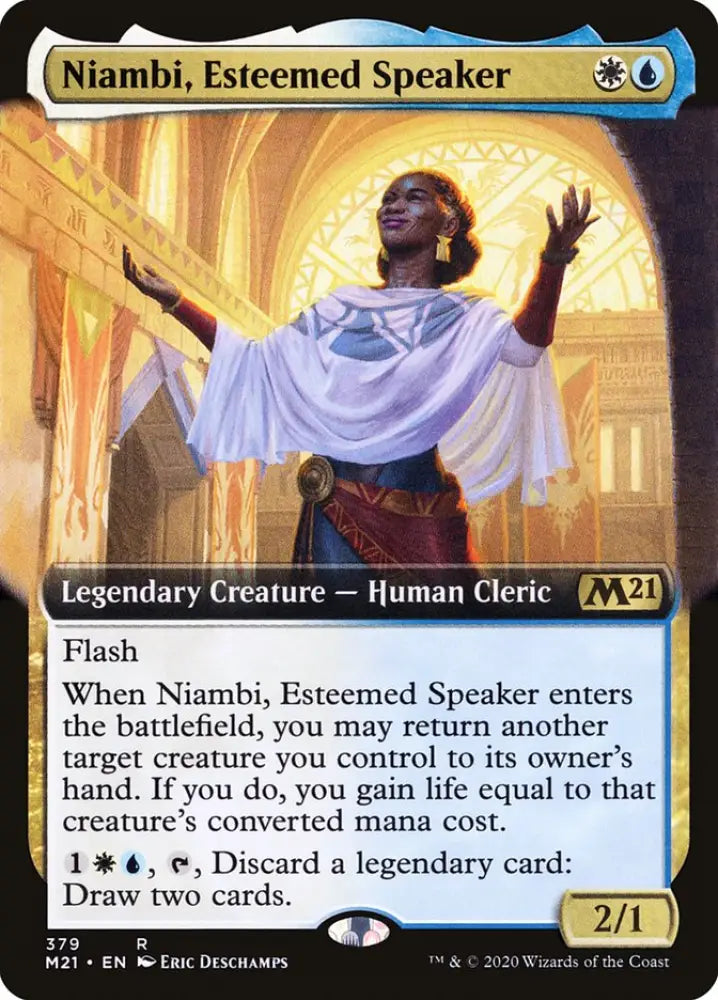 Niambi Esteemed Speaker (Extended Art) [Core Set 2021] - MTG Single