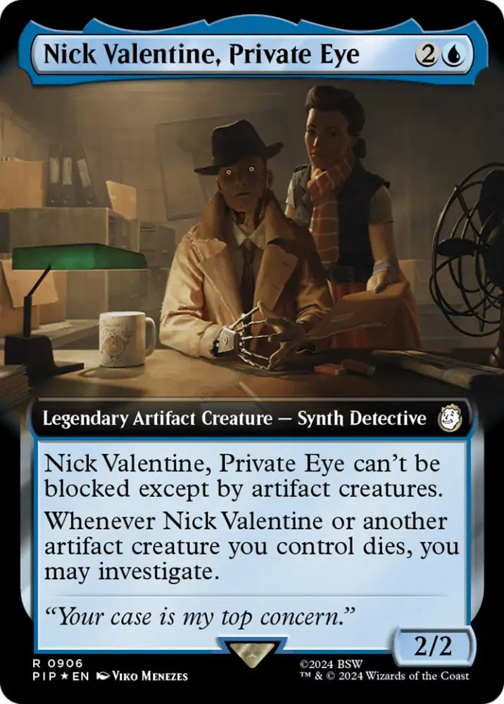 Nick Valentine Private Eye (Extended Art) (Surge Foil) [Fallout] - MTG Single