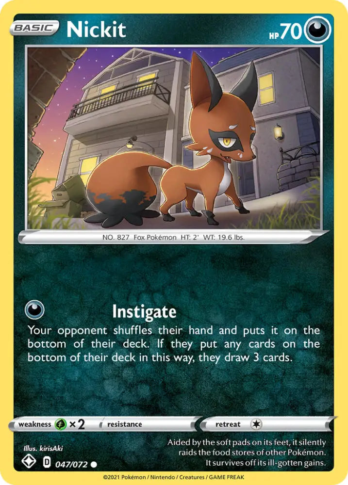 Nickit (047/072) [Sword & Shield: Shining Fates] - Pokemon Single