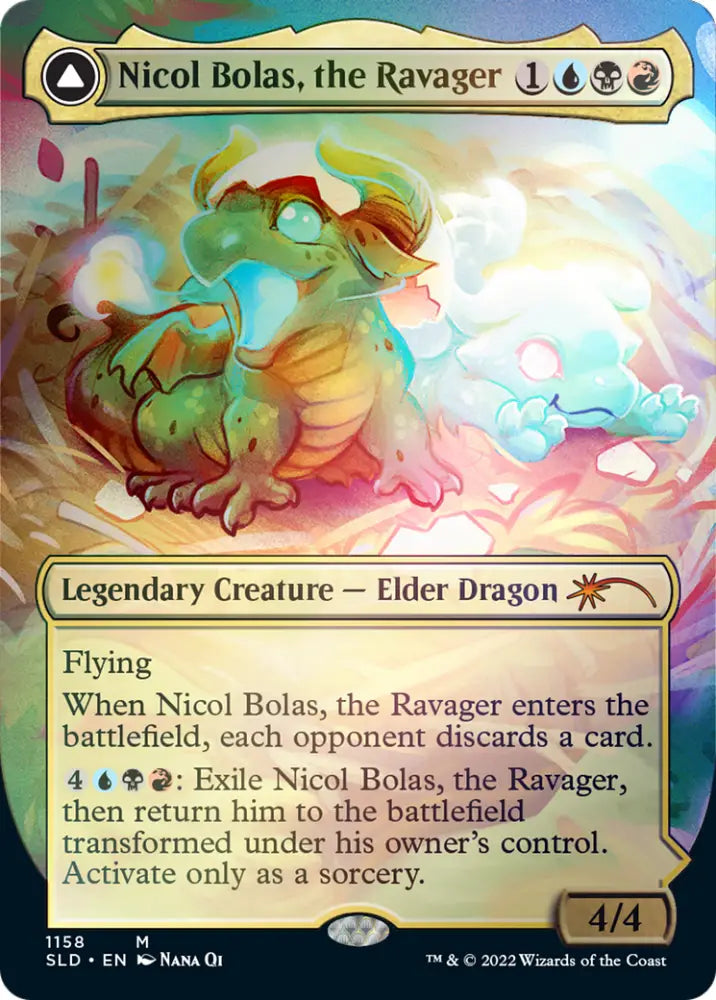 Nicol Bolas the Ravager // Nicol Bolas the Arisen (Borderless) [Secret Lair: From Cute to Brute] - MTG Single