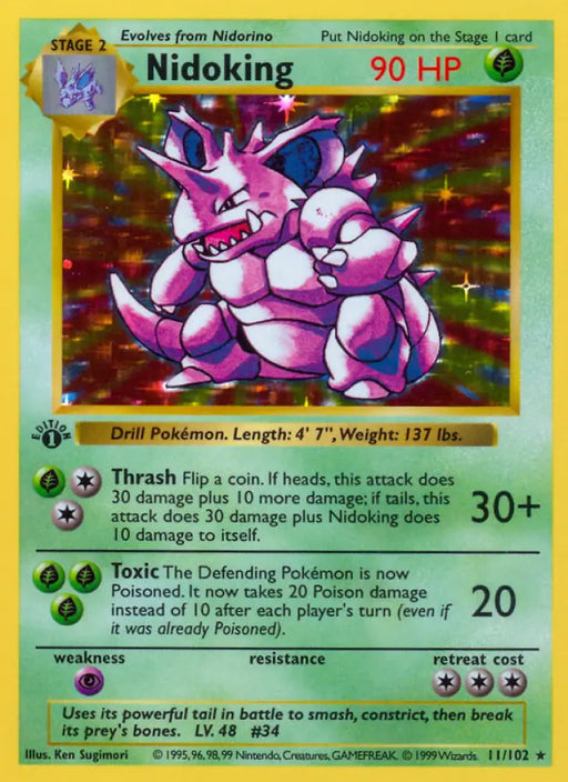 Nidoking (11/102) (Shadowless) [Base Set 1st Edition] - Pokemon Single
