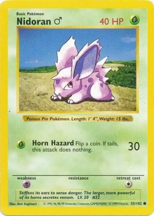 Nidoran (55/102) (Male) [Base Set Shadowless Unlimited] - Pokemon Single