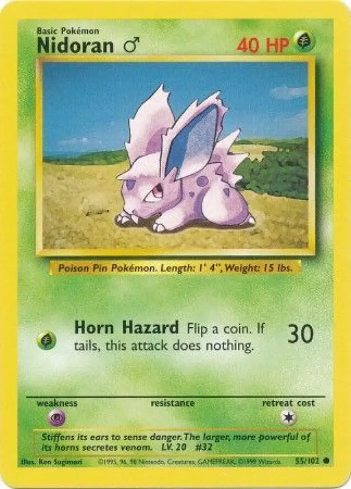 Nidoran (55/102) (Male) [Base Set Unlimited] - Pokemon Single