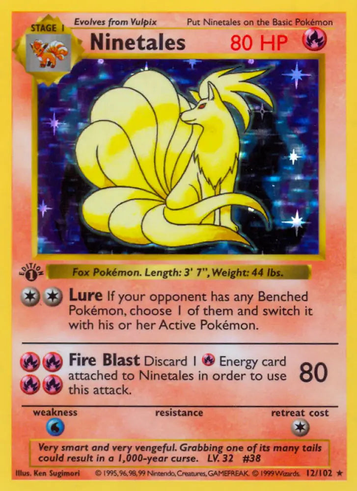 Ninetales (12/102) (Shadowless) [Base Set 1st Edition] - Pokemon Single