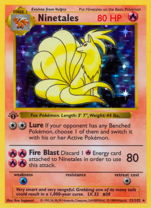 Ninetales (12/102) (Shadowless) [Base Set 1st Edition] - Pokemon Single