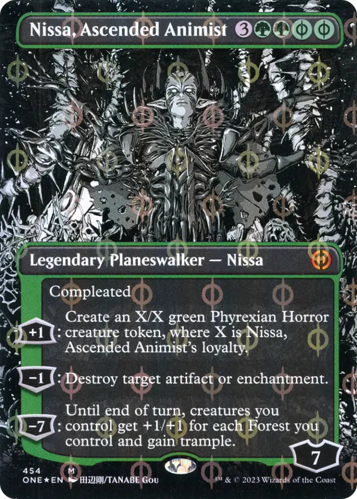 Nissa Ascended Animist (Borderless Manga Step-and-Compleat Foil) [Phyrexia: All Will Be One] - MTG Single