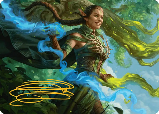 Nissa Worldsoul Speaker Art Card (Gold-Stamped Signature) [Aetherdrift Art Series] - MTG Single