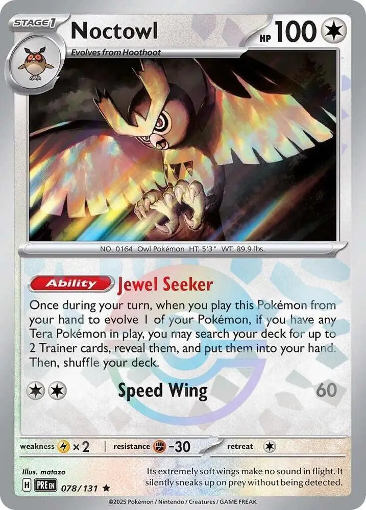 Noctowl (078/131) (Poke Ball Pattern) [Scarlet & Violet: Prismatic Evolutions] - Pokemon Single