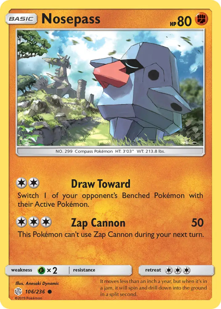 Nosepass (106/236) [Sun & Moon: Cosmic Eclipse] - Pokemon Single