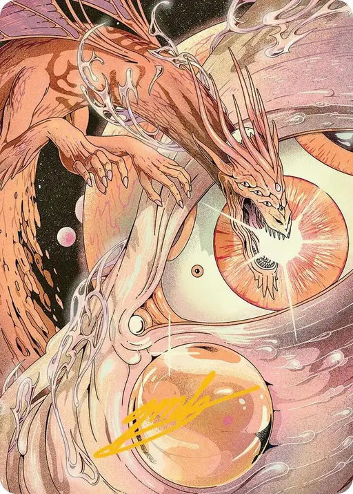 Nova Hellkite Art Card (40/54) (Gold-Stamped Signature) [Edge of Eternities Art Series]