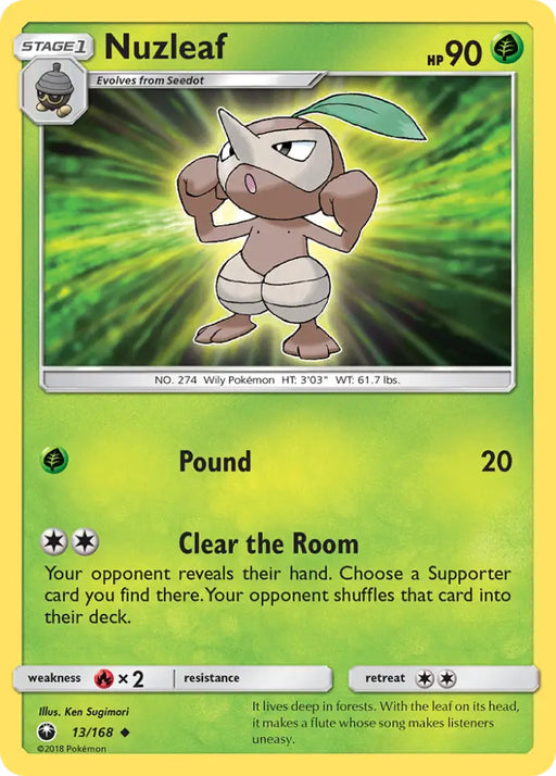 Nuzleaf (13/168) [Sun & Moon: Celestial Storm] - Pokemon Single