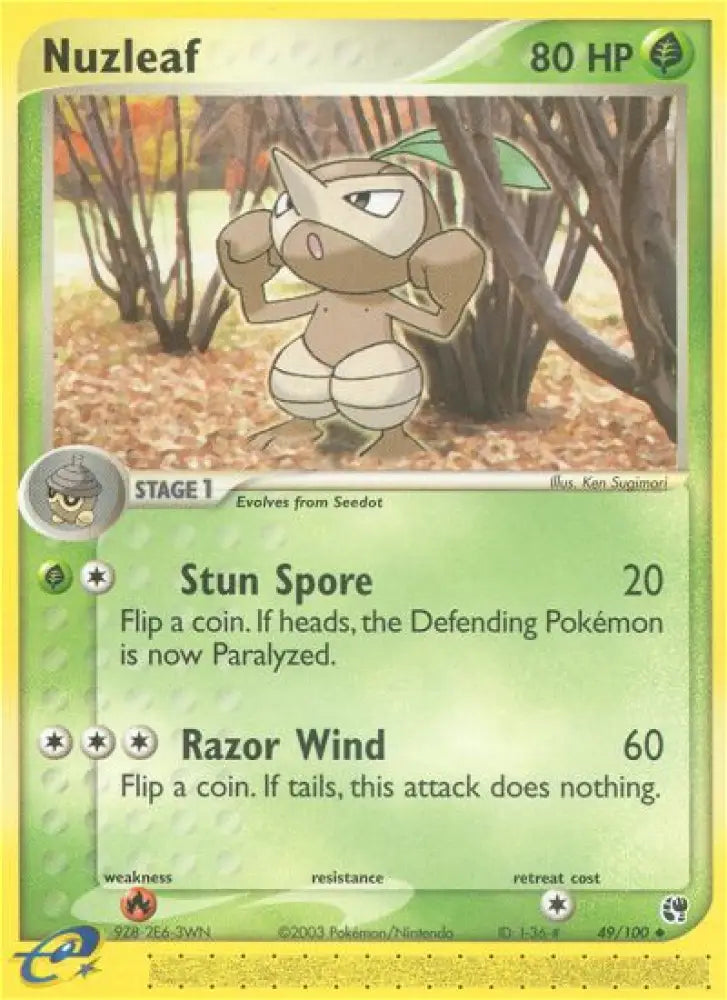 Nuzleaf (49/100) [EX: Sandstorm] - Pokemon Single