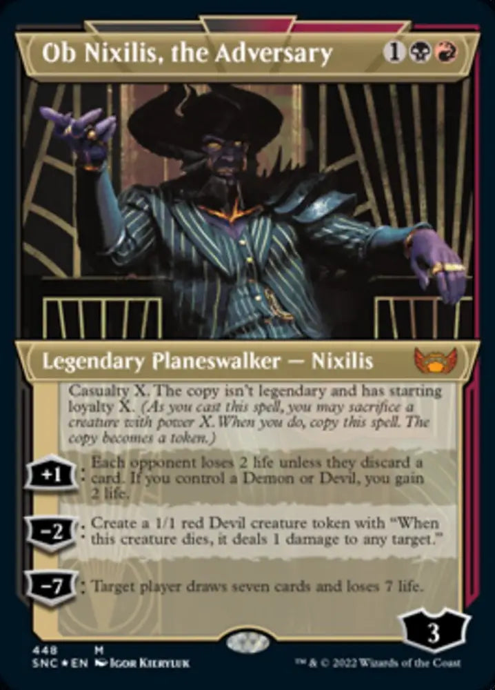 Ob Nixilis the Adversary (Showcase Art Deco Foil Etched) [Streets of New Capenna] - MTG Single
