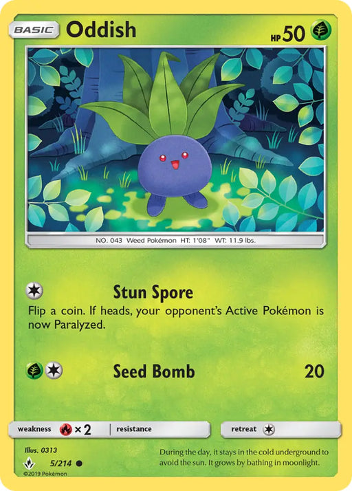 Oddish (5/214) [Sun & Moon: Unbroken Bonds] - Pokemon Single