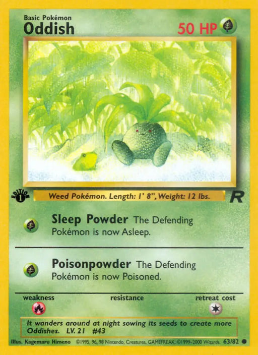 Oddish (63/82) [Team Rocket 1st Edition] - Pokemon Single