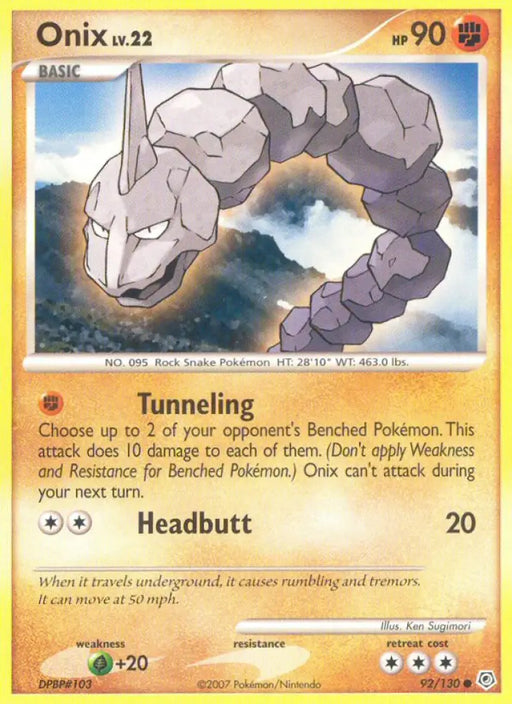Onix (92/130) [Diamond & Pearl: Base Set] - Pokemon Single