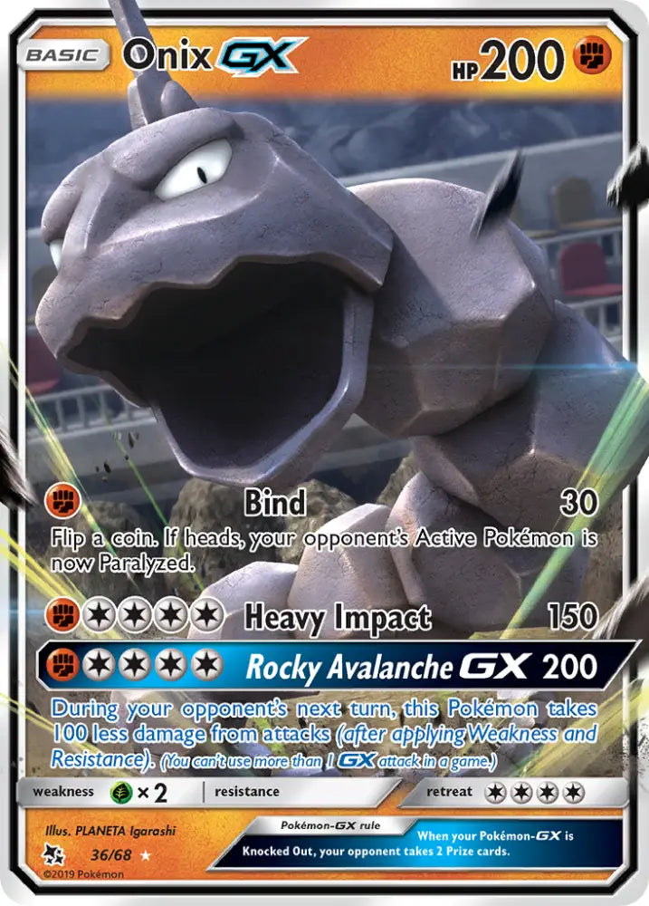 Onix GX (36/68) [Sun & Moon: Hidden Fates] - Pokemon Single