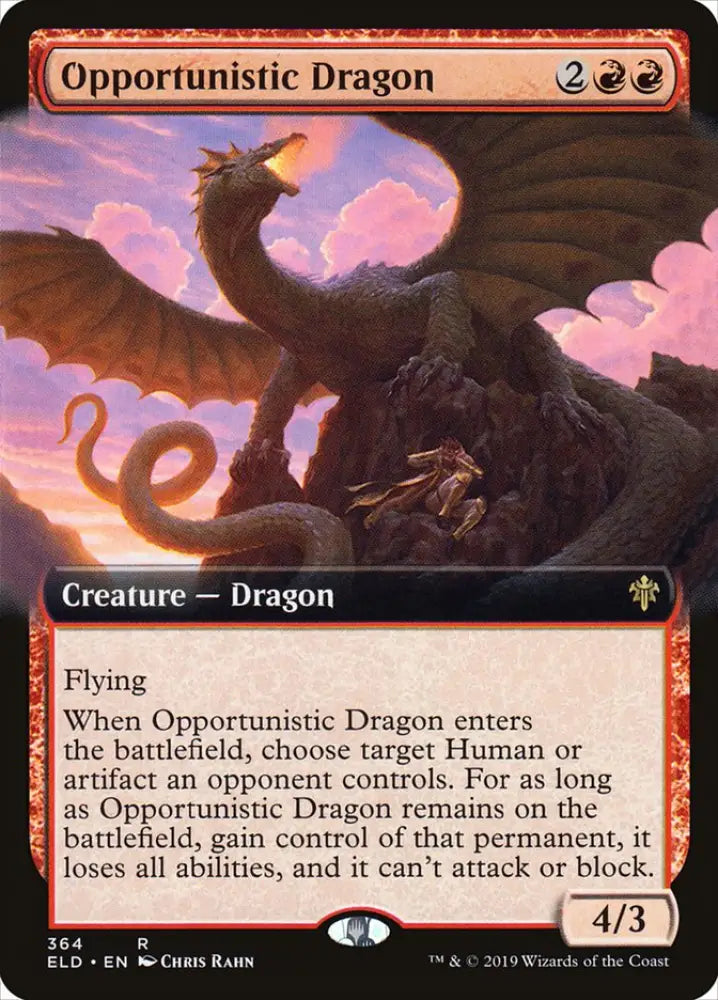 Opportunistic Dragon (Extended Art) [Throne of Eldraine] - MTG Single