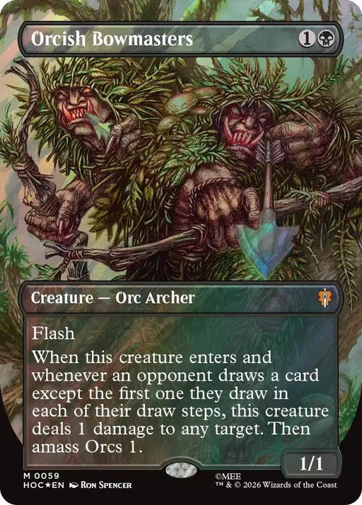Orcish Bowmasters (Borderless) (Surge Foil) (19) [The Hobbit: Eternal-Legal]