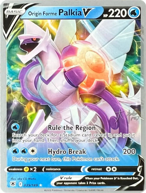 Origin Forme Palkia V (039/189) (Ice Rider Palkia - Rikuto Ohashi) [World Championships 2022] - Pokemon Single