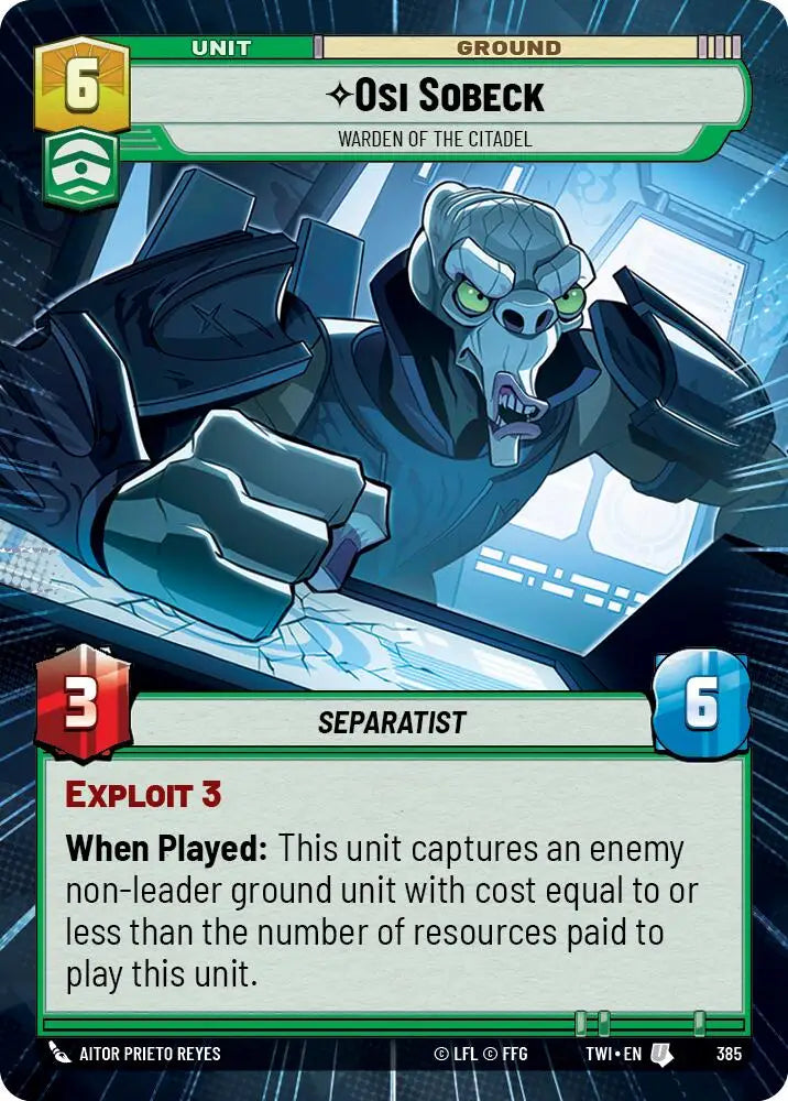 Osi Sobeck - Warden of the Citadel (Hyperspace) (385) [Twilight of the Republic] - Star Wars: Unlimited Single