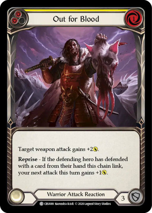 Out for Blood (Yellow) [Crucible of War 1st Edition] 1st Edition Rainbow Foil - Flesh And Blood Single