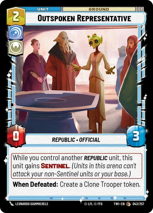 Outspoken Representative (043/257) [Twilight of the Republic] - Star Wars: Unlimited Single