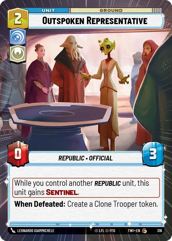 Outspoken Representative (Hyperspace) (316) [Twilight of the Republic] - Star Wars: Unlimited Single