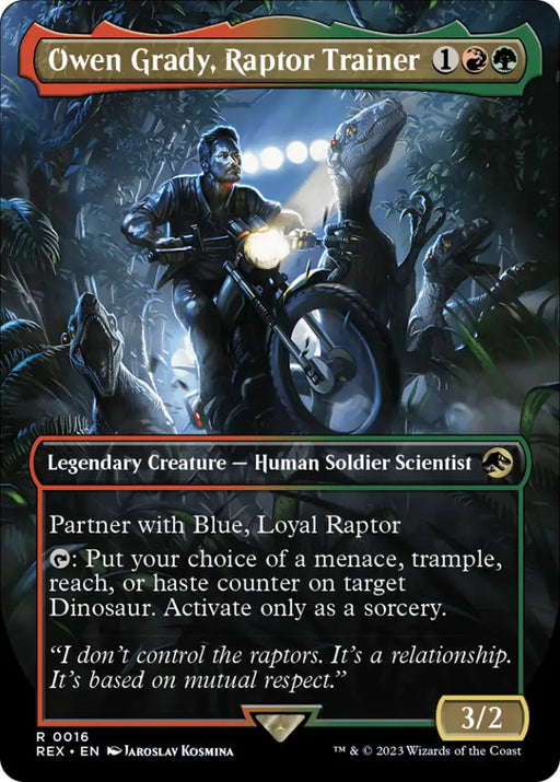 Owen Grady Raptor Trainer (Borderless) [Jurassic World Collection] - MTG Single