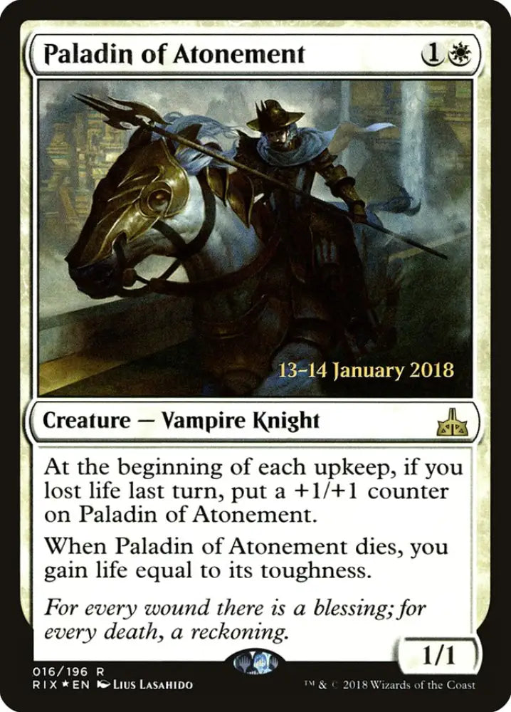 Paladin of Atonement [Rivals of Ixalan Prerelease Promos] - MTG Single