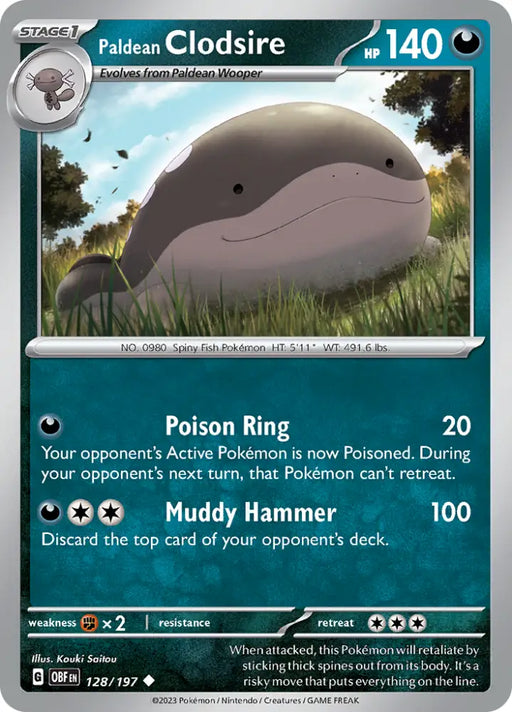 Paldean Clodsire (128/197) [Scarlet & Violet: Obsidian Flames] - Pokemon Single