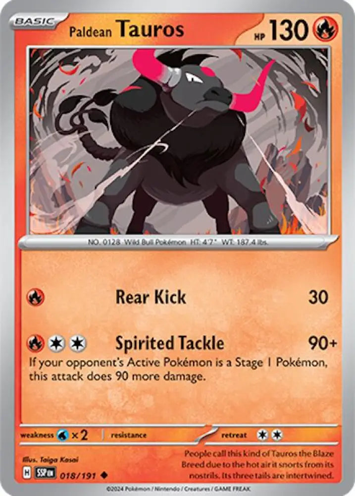 Paldean Tauros (018/191) [Scarlet & Violet: Surging Sparks] - Pokemon Single