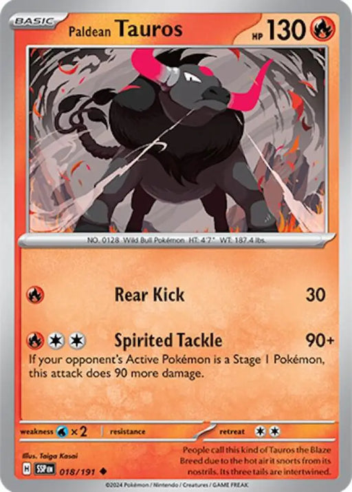 Paldean Tauros (018/191) [Scarlet & Violet: Surging Sparks] - Pokemon Single