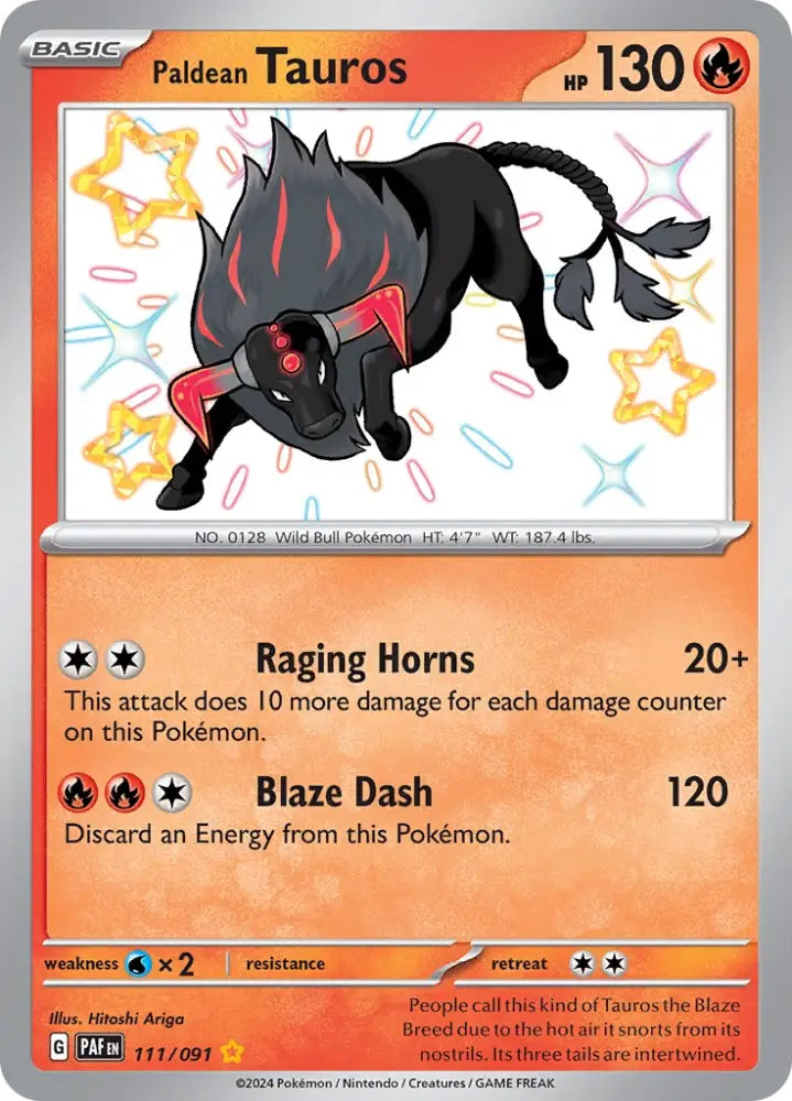 Paldean Tauros (111/091) [Scarlet & Violet: Paldean Fates] - Pokemon Single