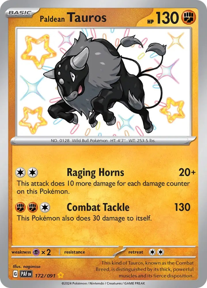 Paldean Tauros (172/091) [Scarlet & Violet: Paldean Fates] - Pokemon Single