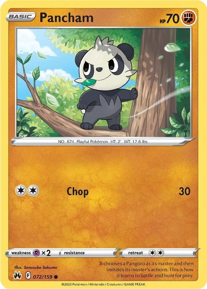 Pancham (072/159) [Sword & Shield: Crown Zenith] - Pokemon Single