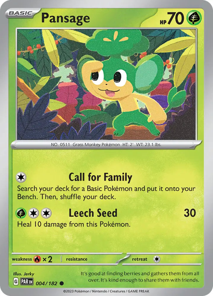 Pansage (004/182) [Scarlet & Violet: Paradox Rift] - Pokemon Single