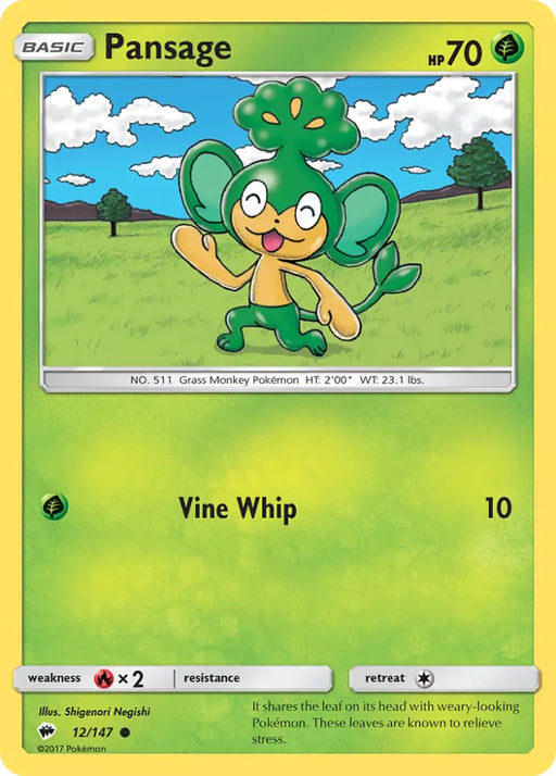 Pansage (12/147) [Sun & Moon: Burning Shadows] - Pokemon Single