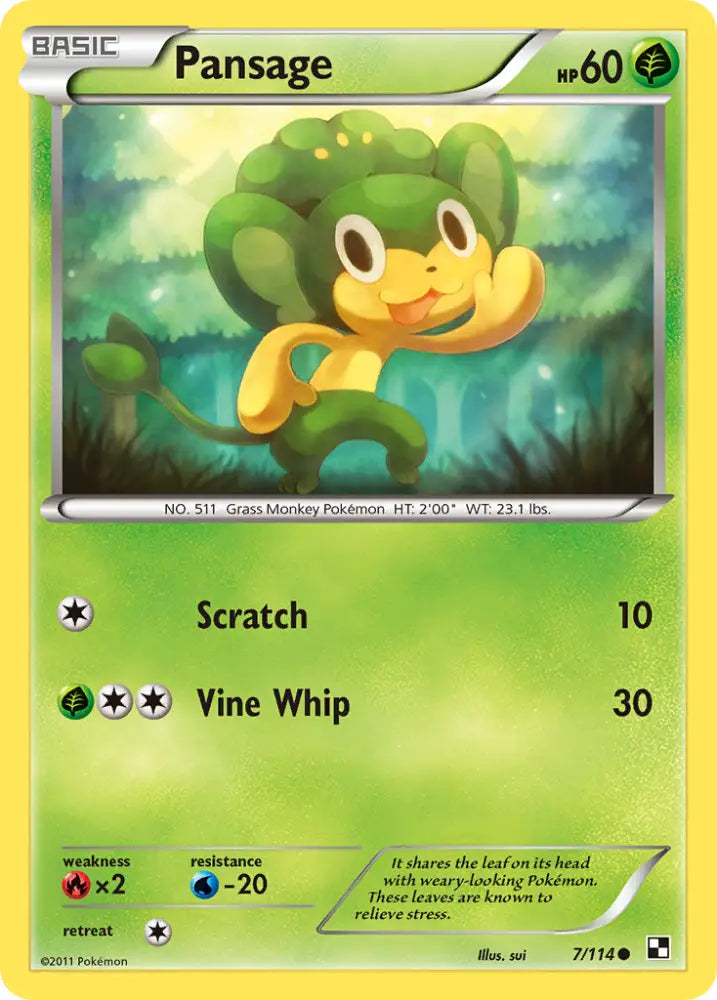 Pansage (7/114) [Black & White: Base Set] - Pokemon Single
