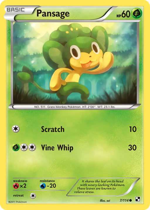 Pansage (7/114) [Black & White: Base Set] - Pokemon Single
