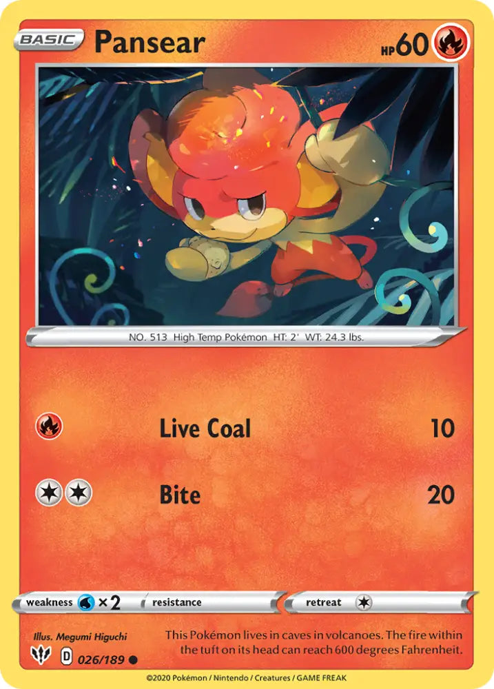 Pansear (026/189) [Sword & Shield: Darkness Ablaze] - Pokemon Single