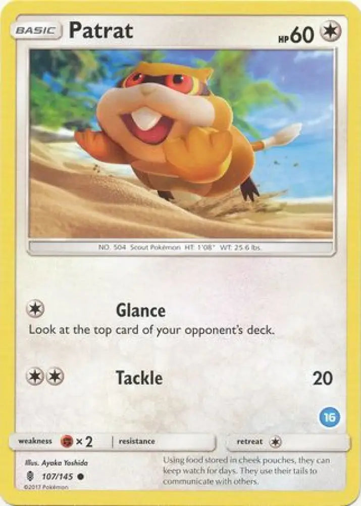 Patrat (107/145) (Deck Exclusive #16) [Sun & Moon: Trainer Kit - Alolan Ninetales] - Pokemon Single