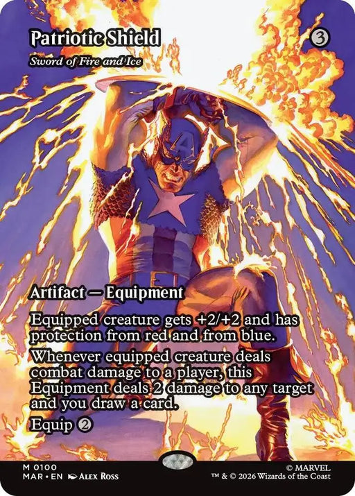 Patriotic Shield - Sword of Fire and Ice (Borderless) (100) [Marvel Universe Eternal-Legal]