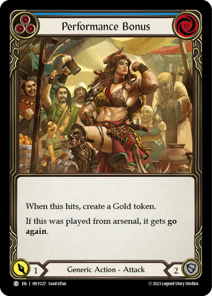 Performance Bonus (Blue) [Heavy Hitters] Rainbow Foil - Flesh And Blood Single
