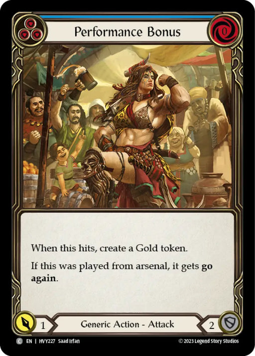 Performance Bonus (Blue) [Heavy Hitters] Rainbow Foil - Flesh And Blood Single
