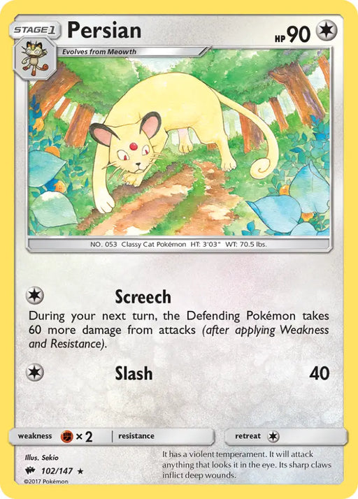Persian (102/147) [Sun & Moon: Burning Shadows] - Pokemon Single