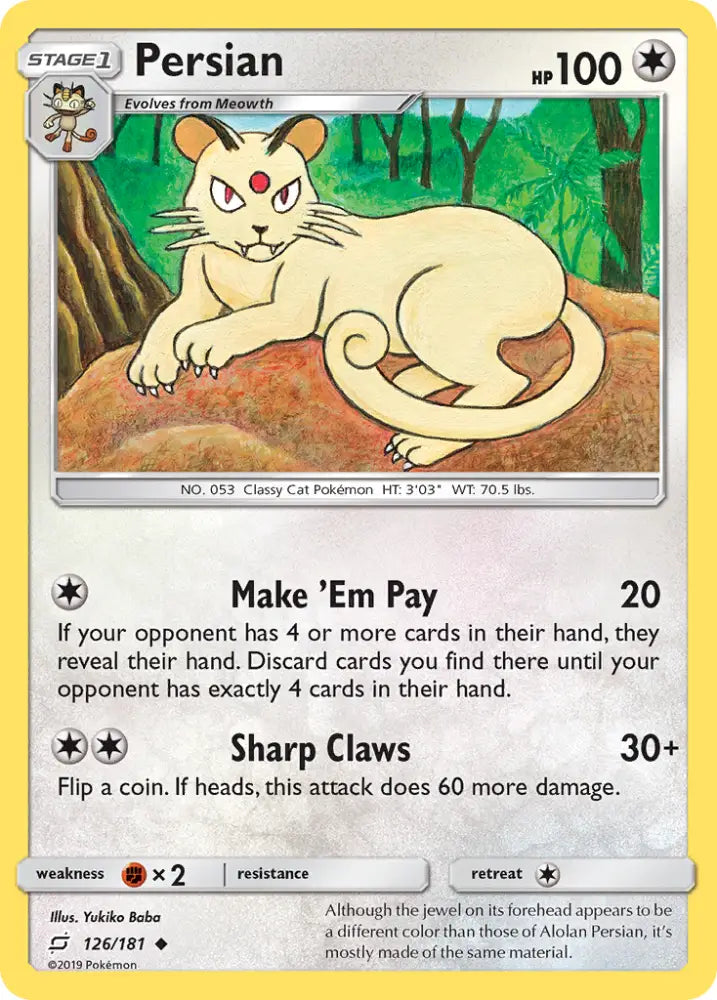 Persian (126/181) [Sun & Moon: Team Up] - Pokemon Single
