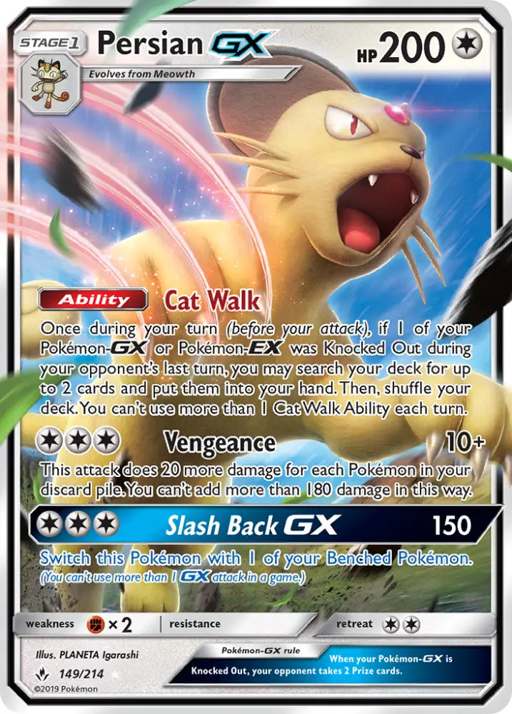 Persian GX (149/214) [Sun & Moon: Unbroken Bonds] - Pokemon Single