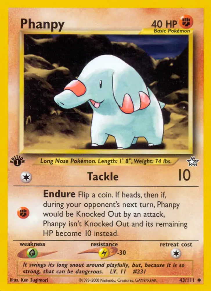 Phanpy (43/111) [Neo Genesis 1st Edition] - Pokemon Single