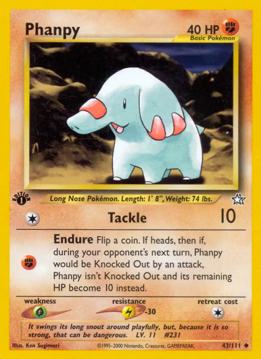 Phanpy (43/111) [Neo Genesis 1st Edition] - Pokemon Single